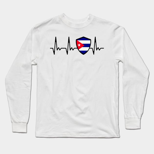 Cuba Heartbeat Proud Cuban Flag Long Sleeve T-Shirt by dyazagita